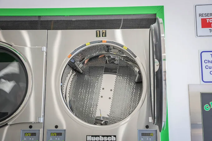 Commercial dryer drum close-up